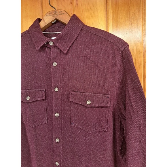 Goodfellow Shirt Mens Medium Maroon Red Textured Fabric Heavy Knit Button Up - Picture 1 of 13